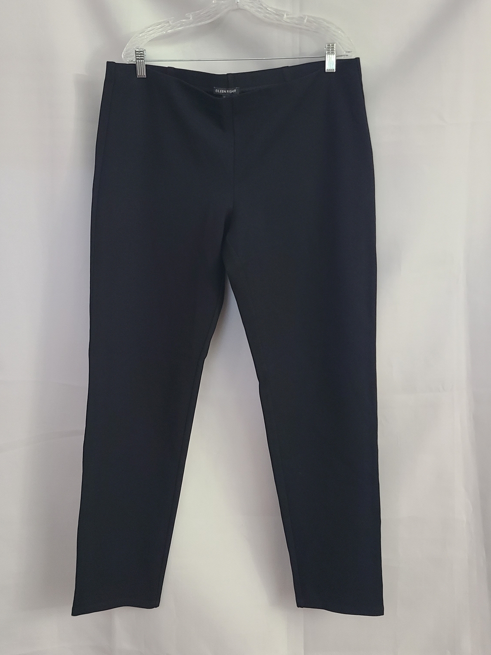Eileen Fisher Sz XL Black Pull On Minimalist Stretchy Casual Tapered Leg Pant